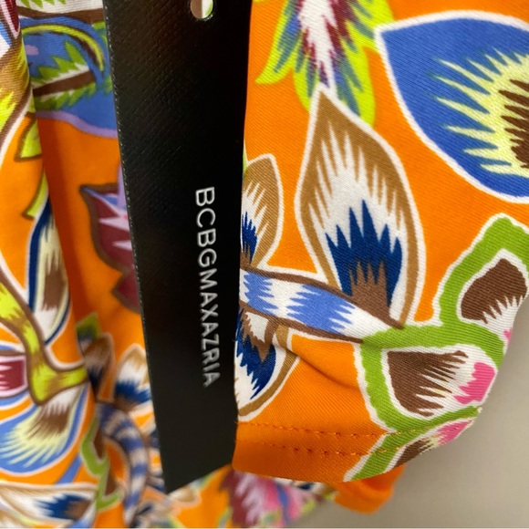 BCBGMAXAZRIA Tropical Print Orange Swimsuit 🩱 Sz M NWT One Piece - Picture 10 of 10